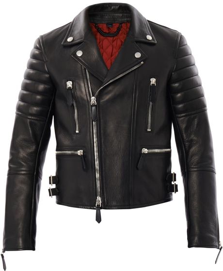 Burberry Prorsum Leather Biker Jacket in Black for Men | Lyst