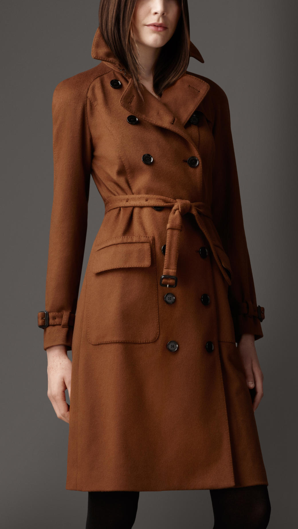 Lyst - Burberry Long Cashmere Trench Coat in Brown