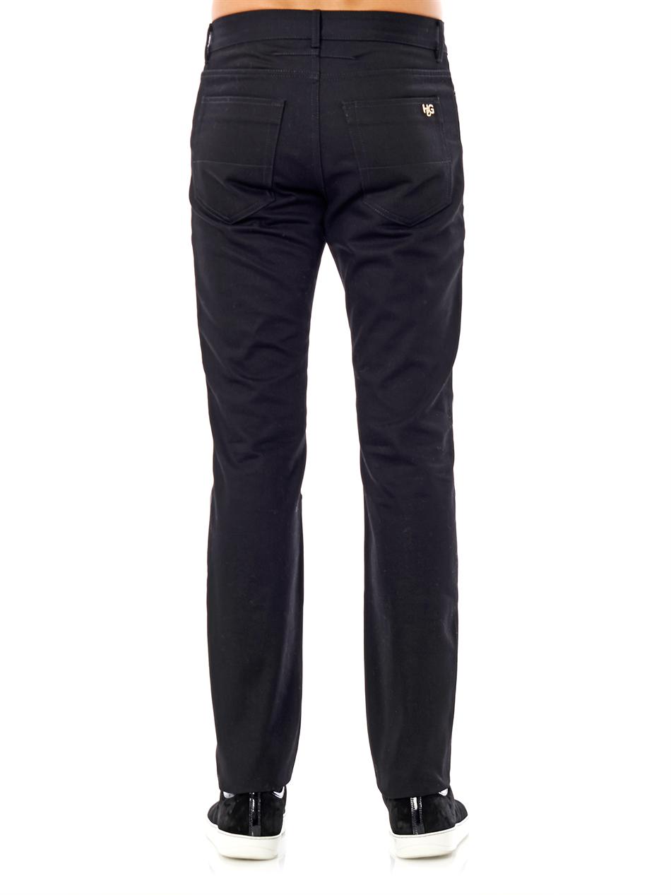 Lyst - Givenchy Leather Panel 5 Pocket Jeans in Black for Men