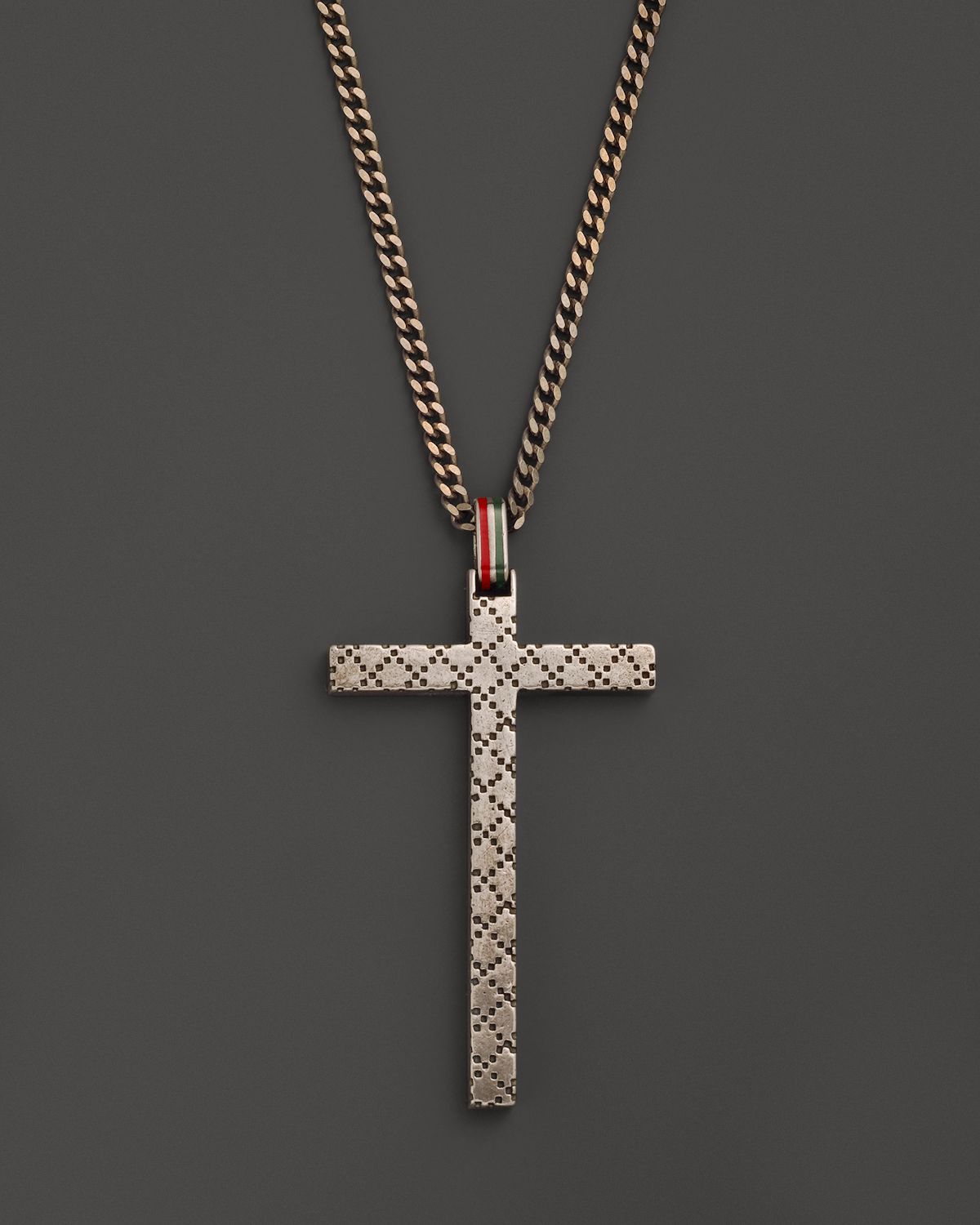 Lyst - Gucci Sterling Silver and Enamel Diamante Necklace with Cross