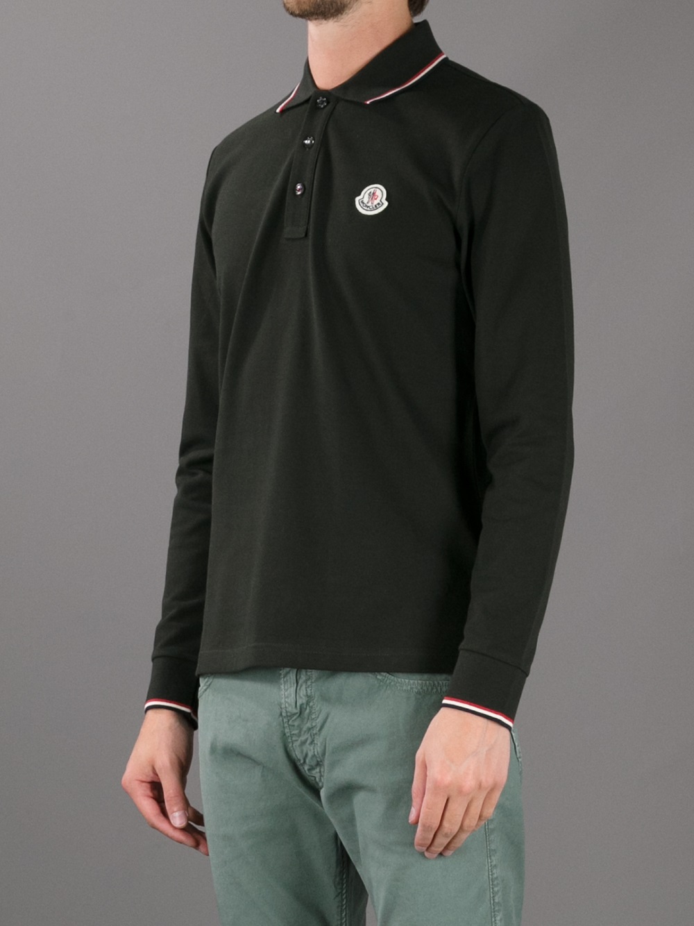 mens moncler long sleeve polo shirt