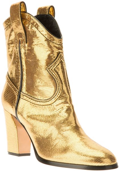 Casadei Metallic Ankle Boot in Gold | Lyst
