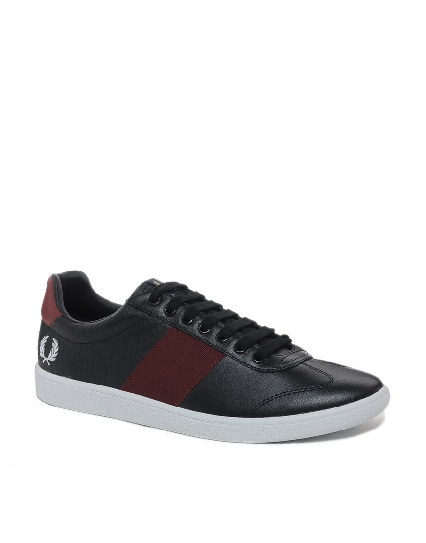 Fred Perry Sebright Leather Trainers in Black for Men | Lyst