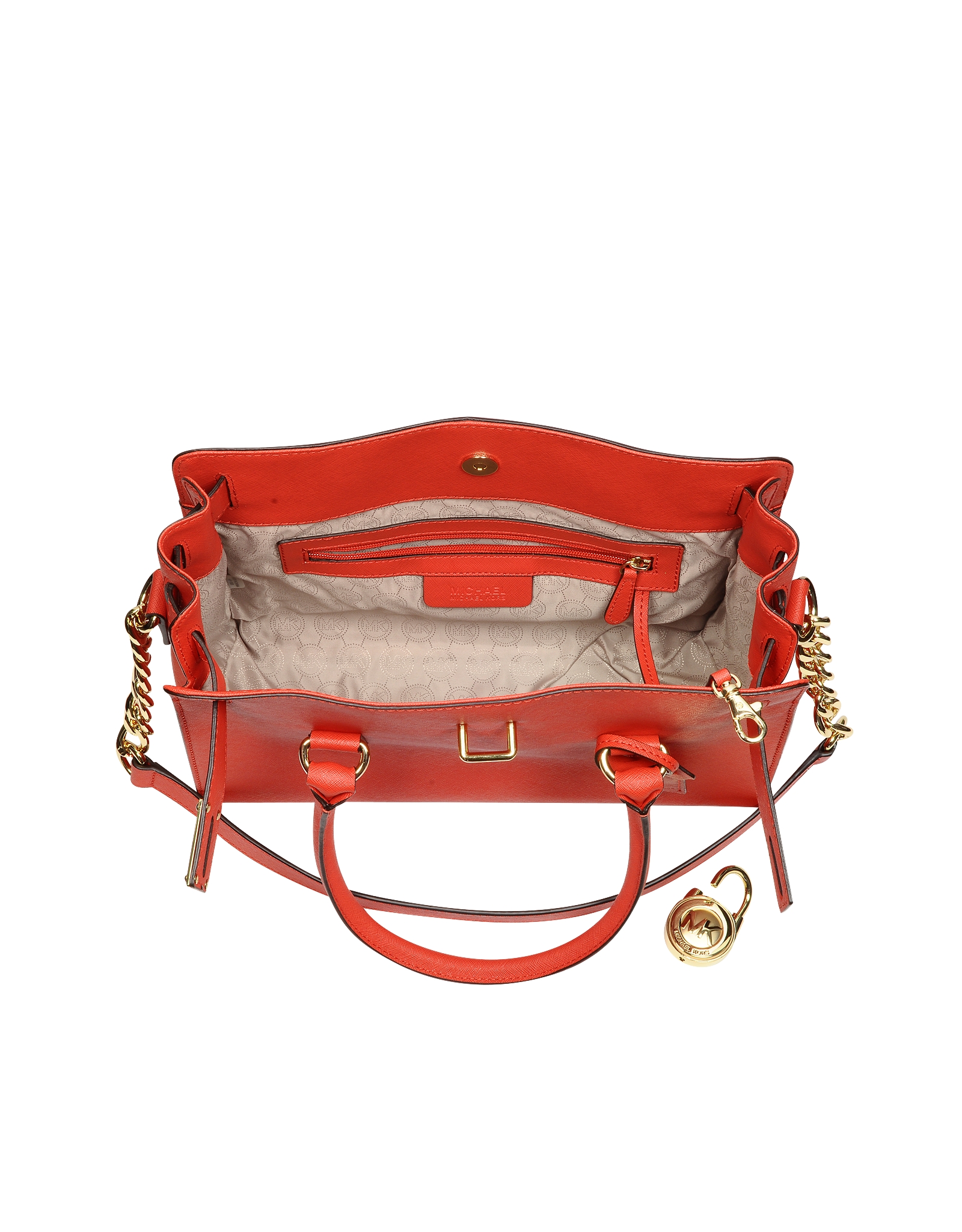 Michael Kors Hamilton Saffiano Leather Satchel In Red Lyst Gallery