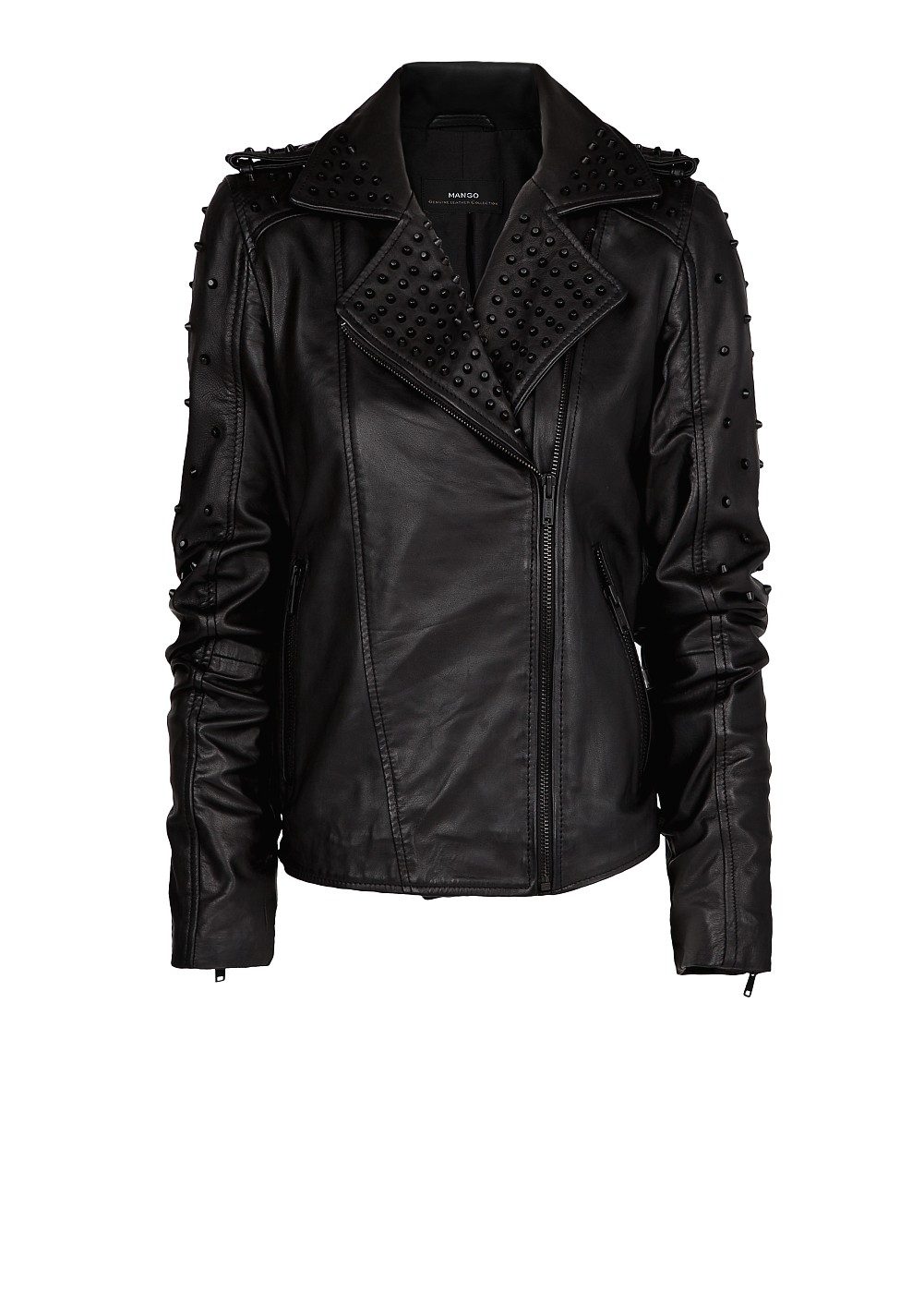Mango studded leather jacket clearance