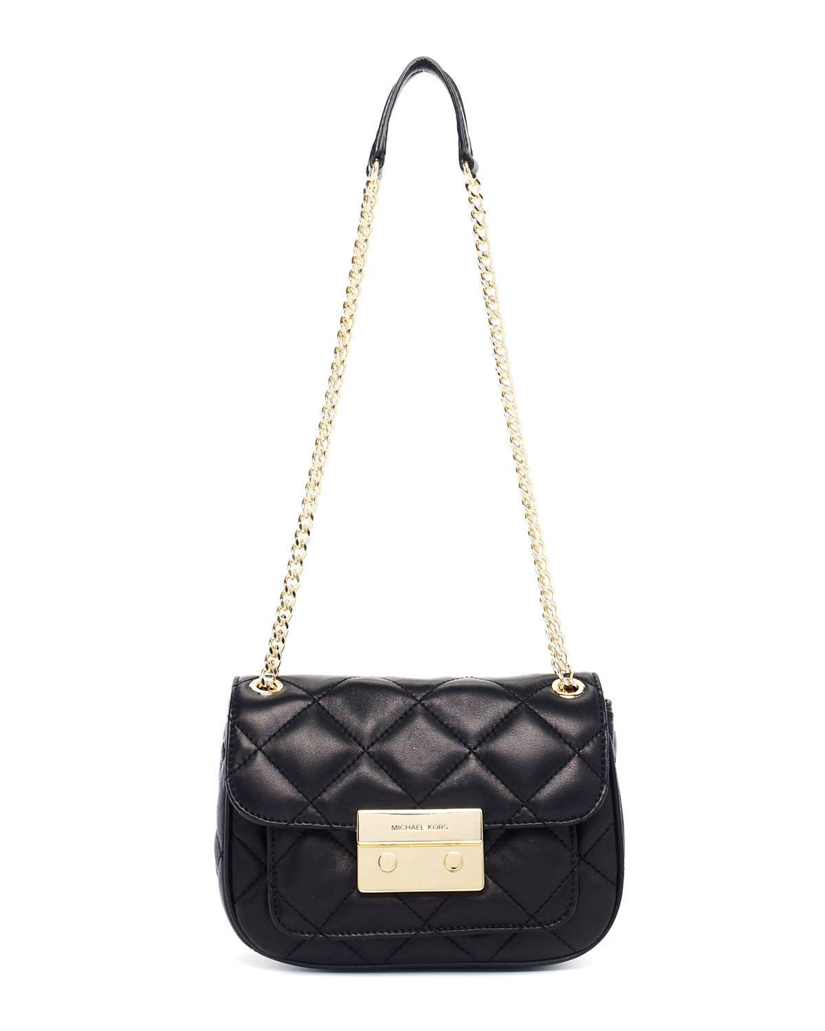 Michael michael kors Sloan Small Quilted Shoulder Bag in Black | Lyst