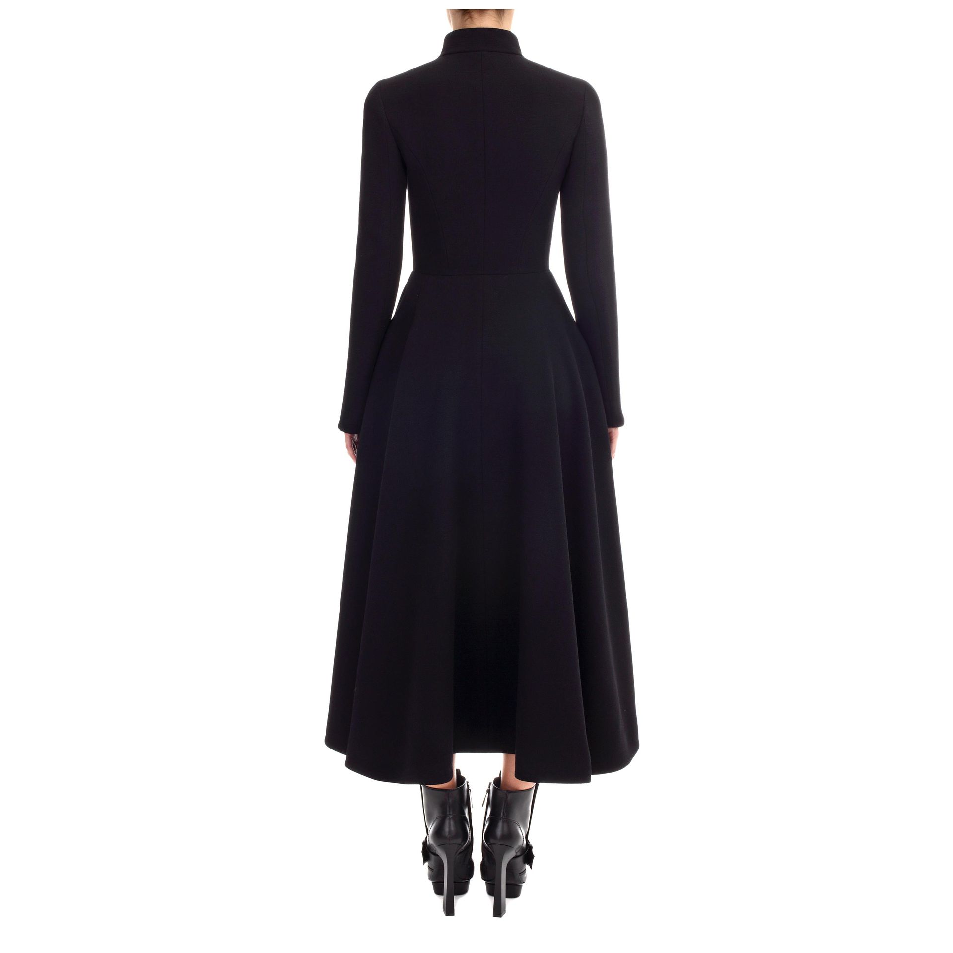 Lyst - Alexander Mcqueen Wave Ruffle Dress Coat in Black