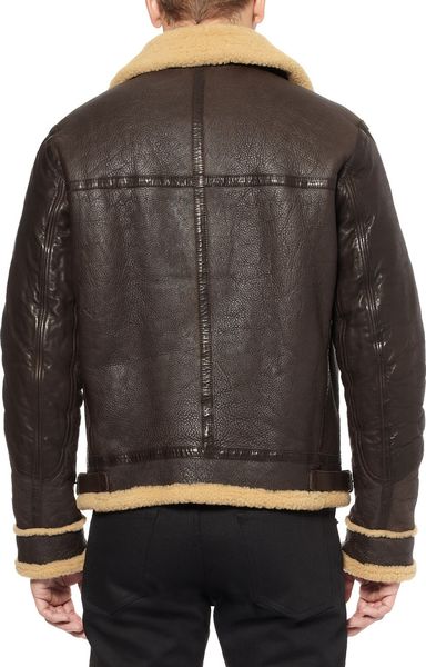 Belstaff Gsr Shoreham Shearling-Lined Leather Bomber Jacket in Brown ...