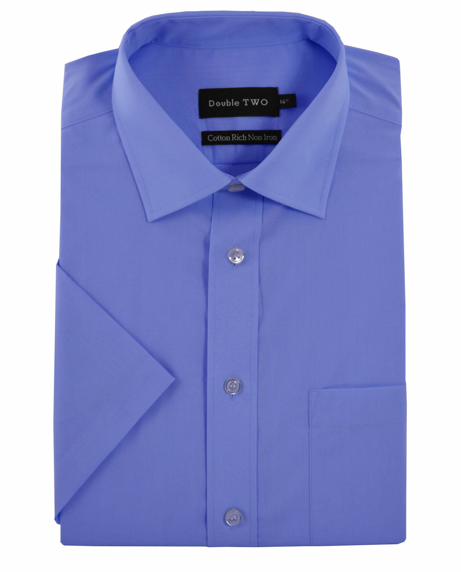 Double two Non Iron Poplin Short-sleeve Shirt in Blue for Men | Lyst