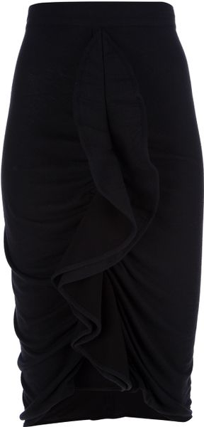 Givenchy Ruffled Pencil Skirt in Black | Lyst