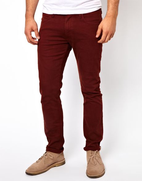 Asos Lee Jeans Luke Slim Tapered Fit Colored Denim in Red for Men ...