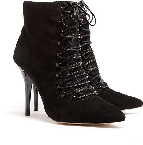 Lucy Choi London Zara Suede Laceup Ankle Boots in Black | Lyst
