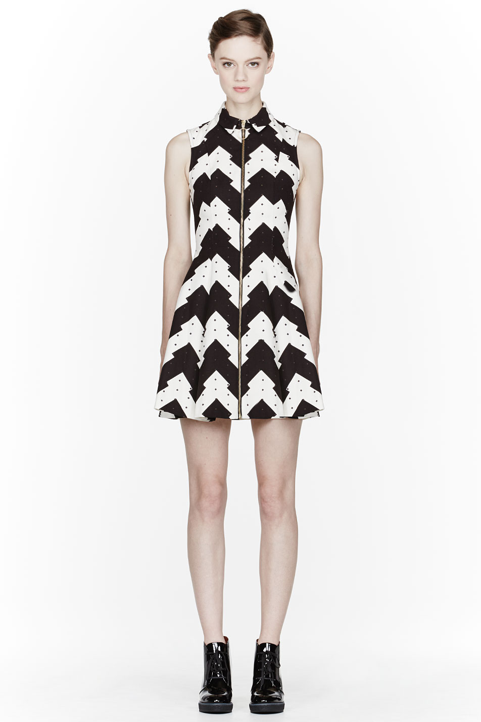 Opening ceremony Black and White Jagged Print Kingston Dress in Black