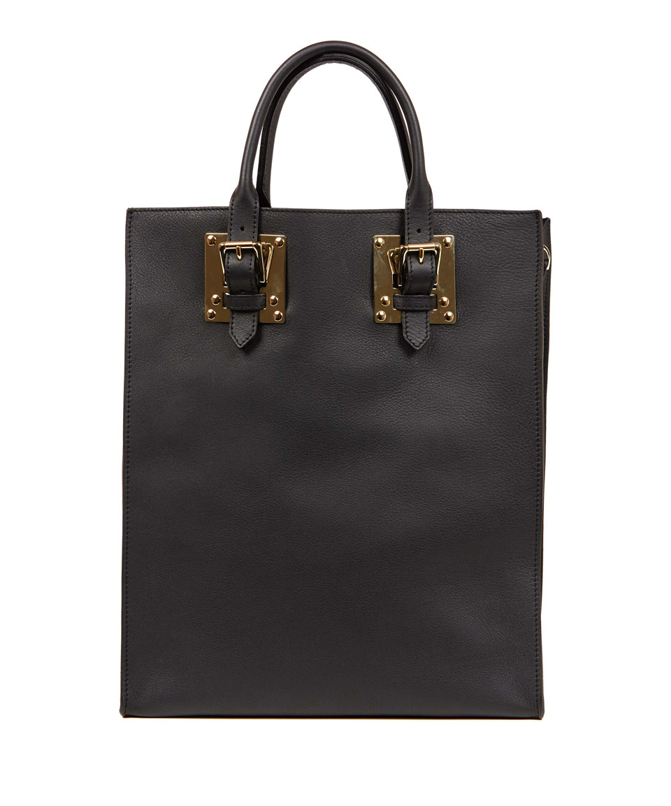 Lyst - Sophie hulme Black Structured Buckle Leather Tote Bag in Black