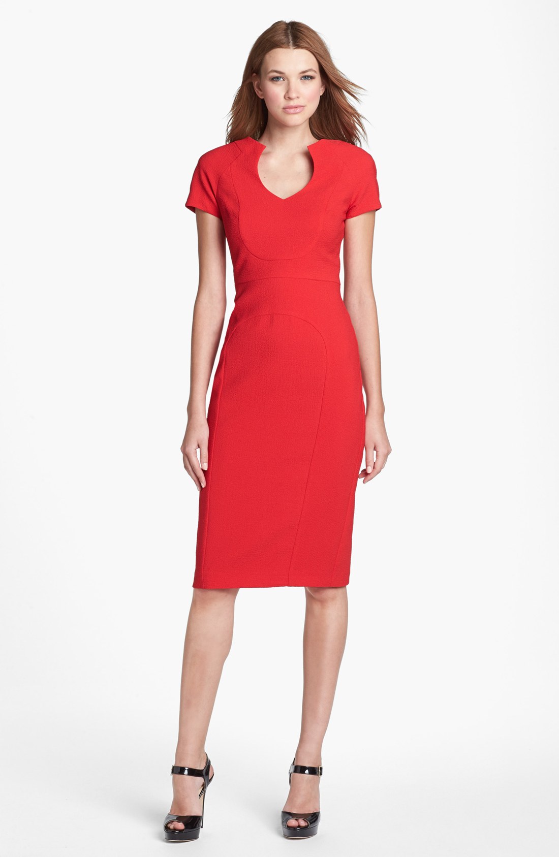 Black Halo Gypsy Rose Crepe Sheath Dress in Red (Wildfire) | Lyst