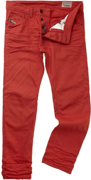Diesel Darron 8qu Tapered Jeans in Red for Men | Lyst