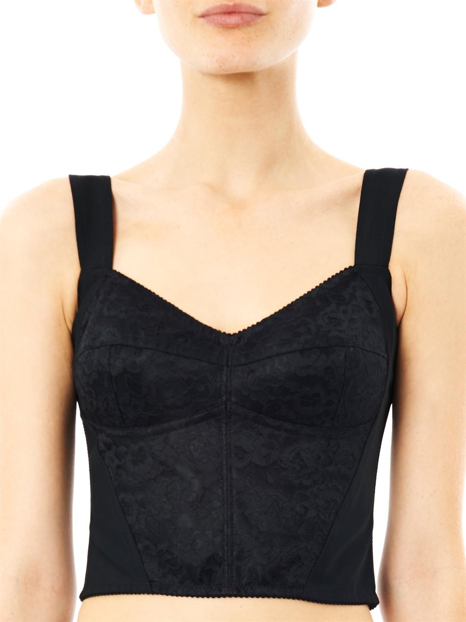 Lyst - Dolce & Gabbana Lace Panel Bustier Bra in Black