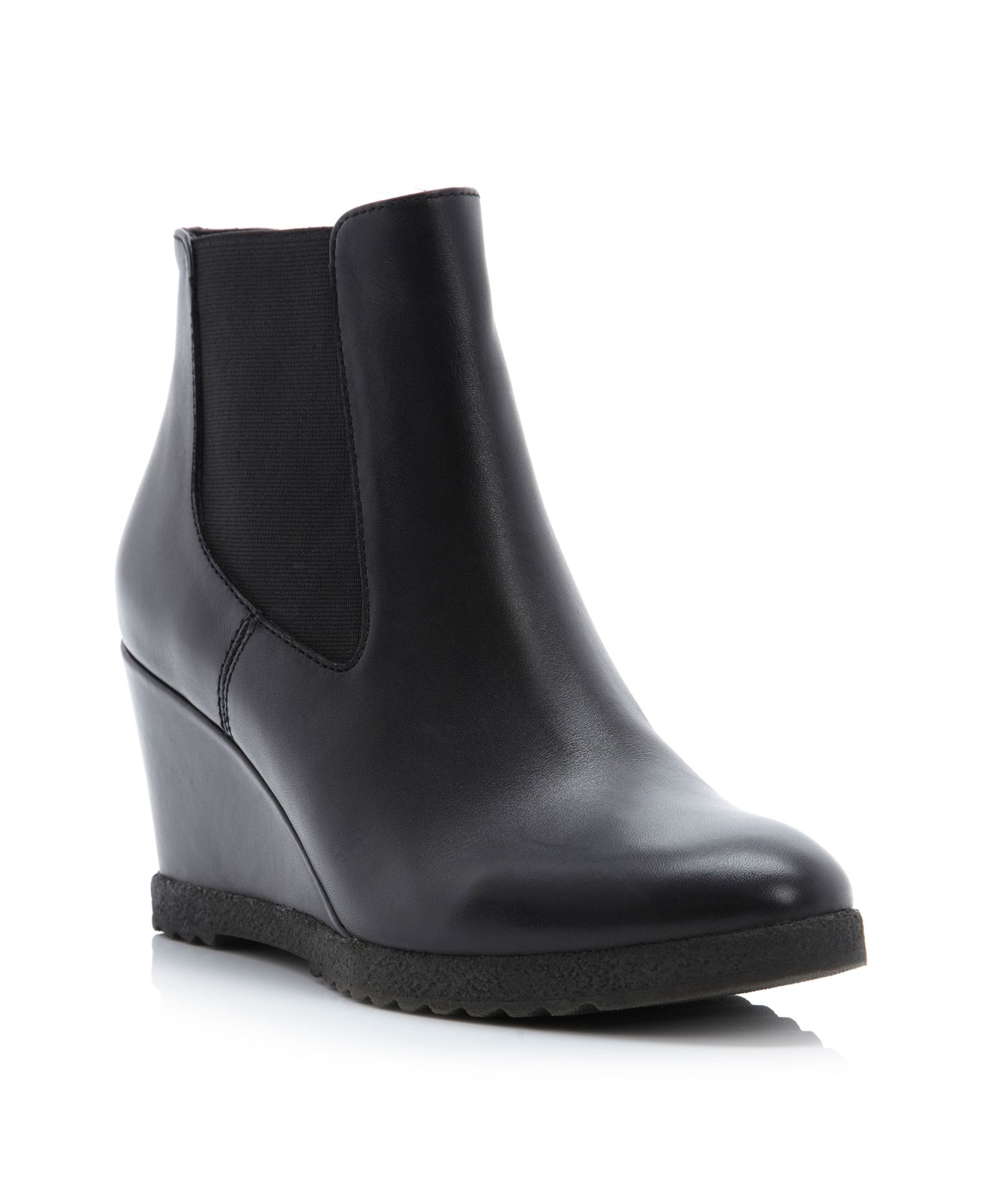 Dune Pontin Wedge Chelsea Low Boots in Black (Black Leather) | Lyst