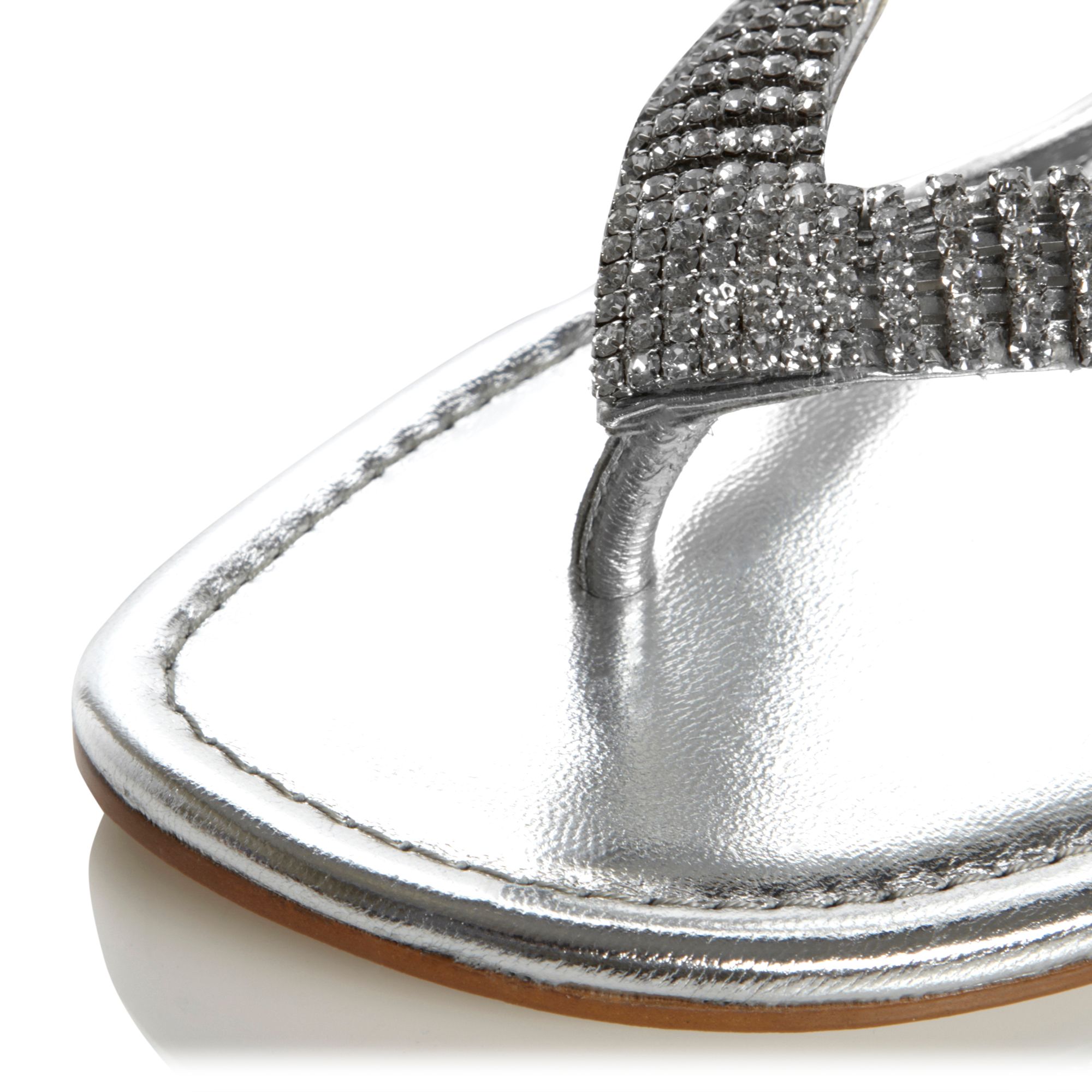 Dune Keeper Diamante Toe Post Flip Flop Sandals in Metallic | Lyst
