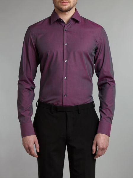 Hugo Boss Jenno End On End Slim Fit Shirt in Purple for Men (Plum) | Lyst