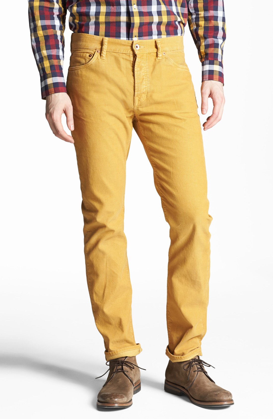 Jack Spade Landcaster Slim Fit Corduroy Pants in Yellow for Men (Honey ...