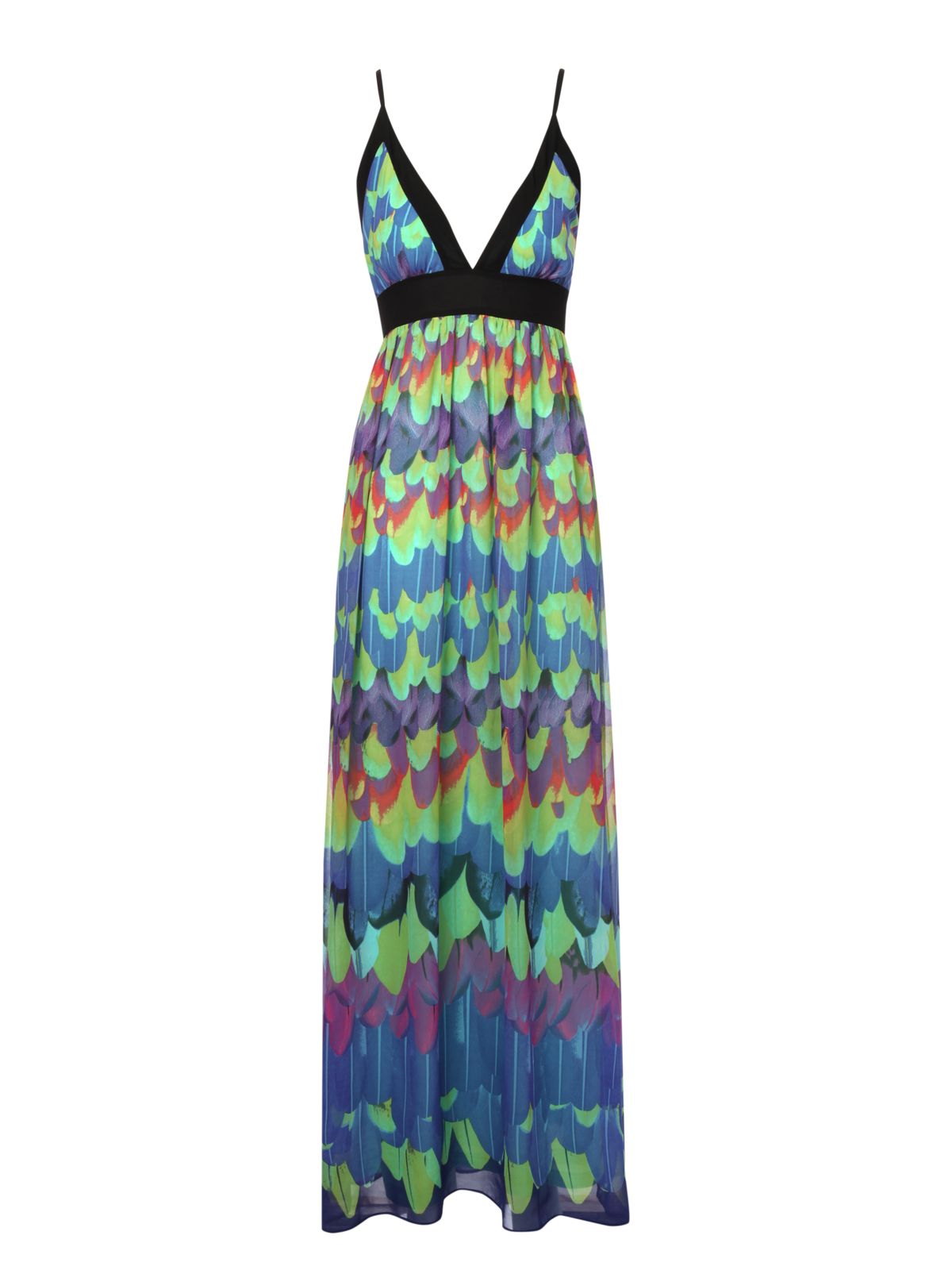 Jane norman Feather Print Maxi Dress in Blue | Lyst