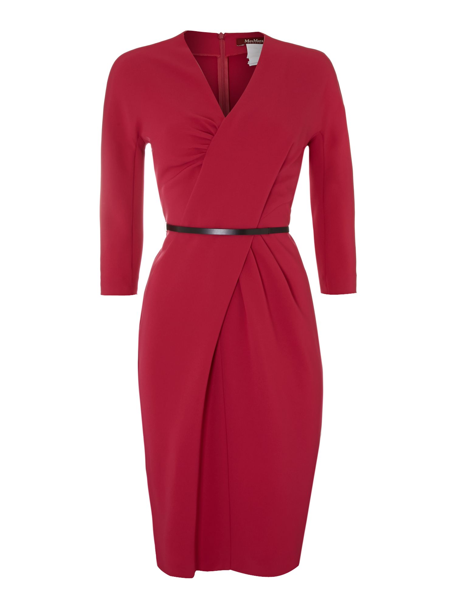 Max Mara Studio Asmara Short Sleeve Wrap Dress with Belt in Red ...