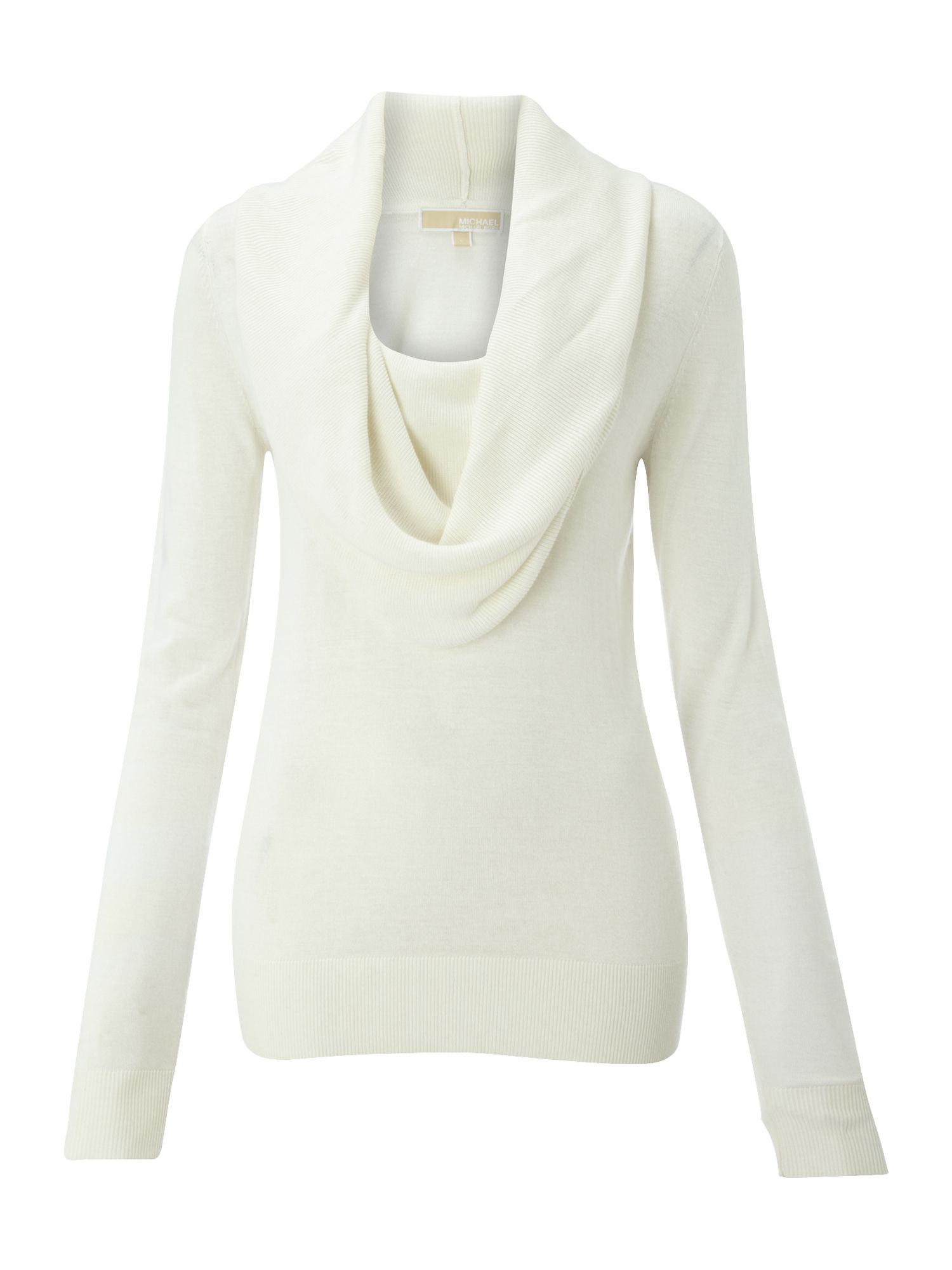 Michael michael kors Silk and Cashmere Cowl Neck Sweater in White | Lyst