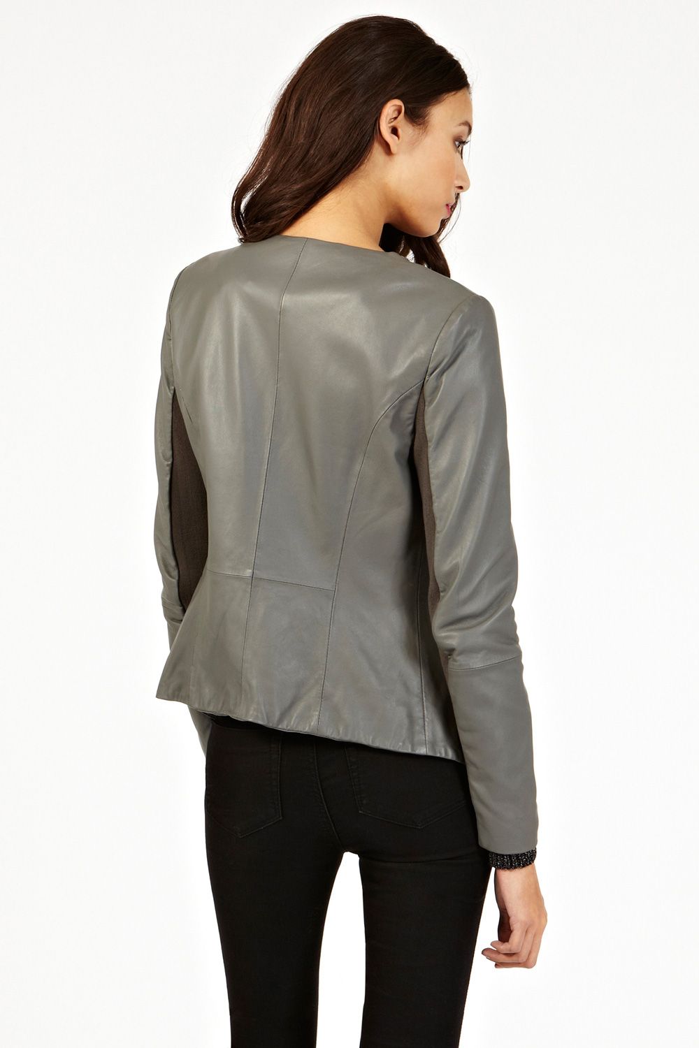 Oasis Beige Waterfall Leather Jacket Cairoamani Com Lyst Oasis Waterfall Leather Jacket In Gray