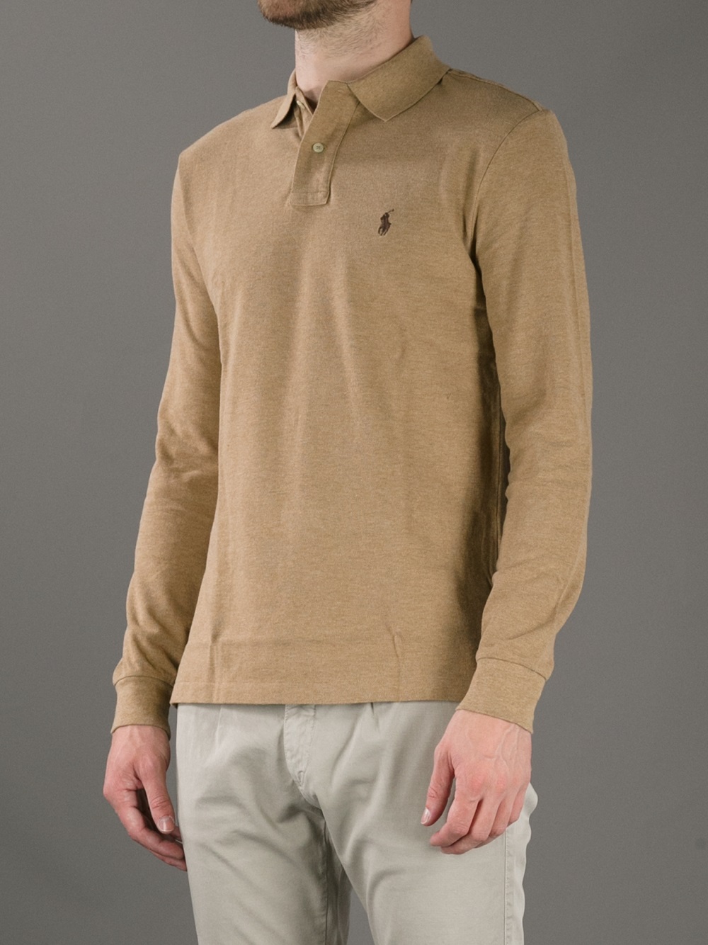 Download Lyst - Polo Ralph Lauren Long Sleeve Polo Shirt in Brown ...