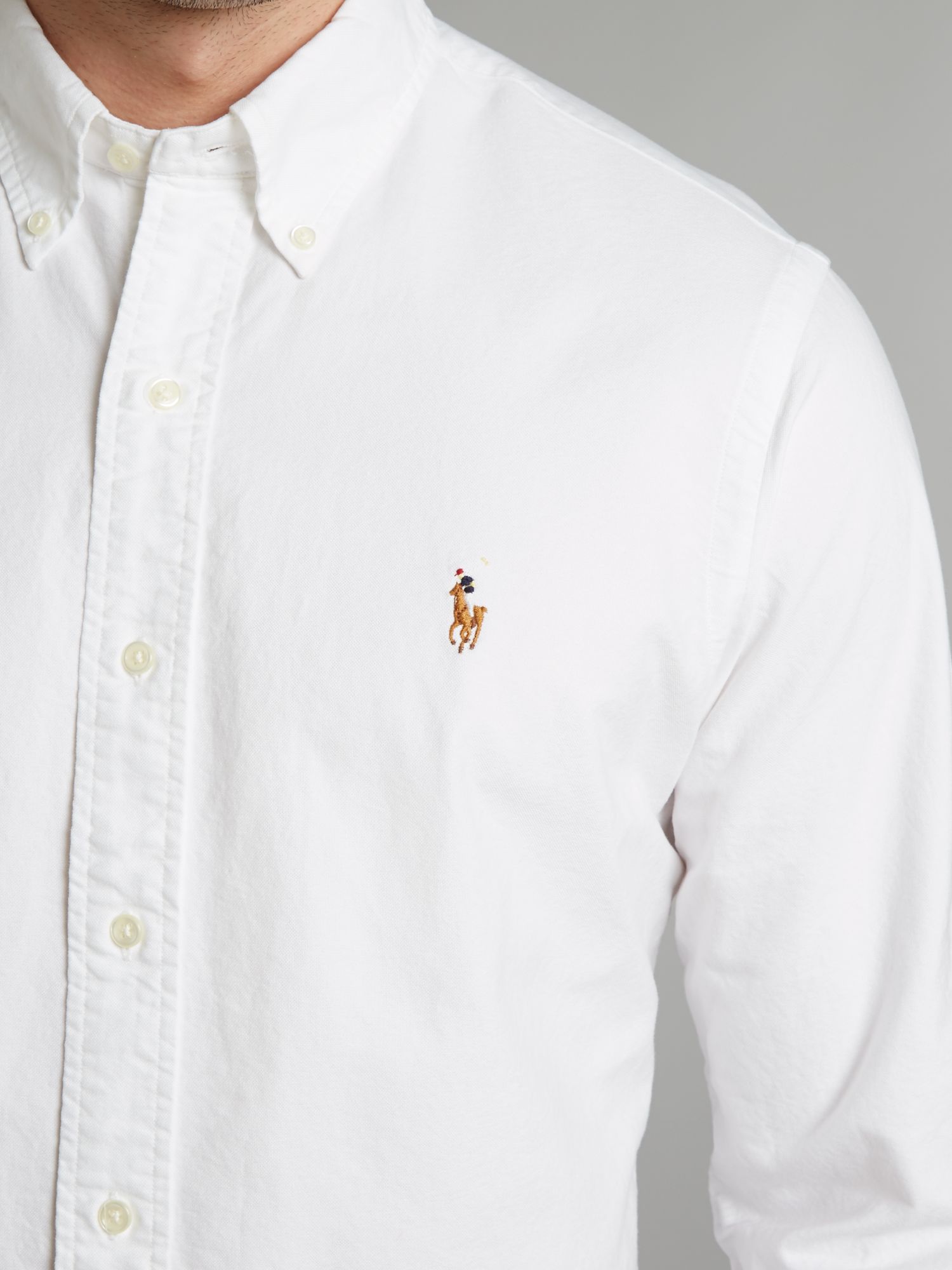 Polo Ralph Lauren Long Sleeved Slim Fit Oxford Shirt In White For Men Lyst 