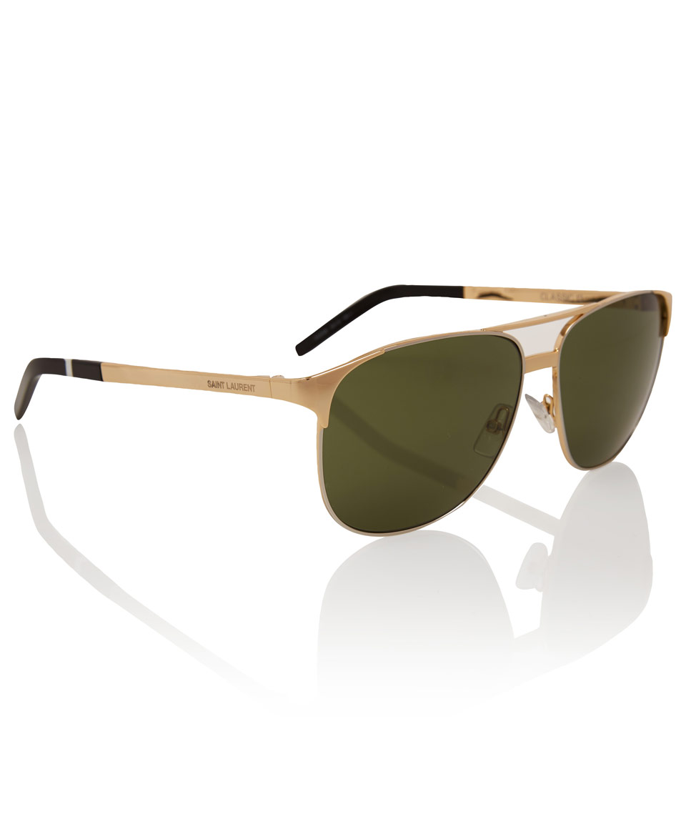 saint laurent gold gold classic 13 metal aviator sunglasses product 2 11591948 481624112