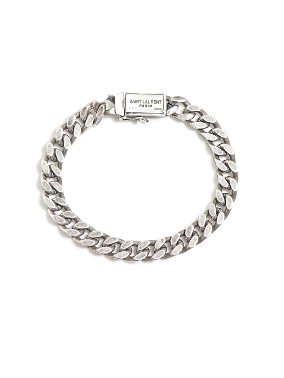 Lyst - Saint laurent Flat Chain Bracelet in Metallic