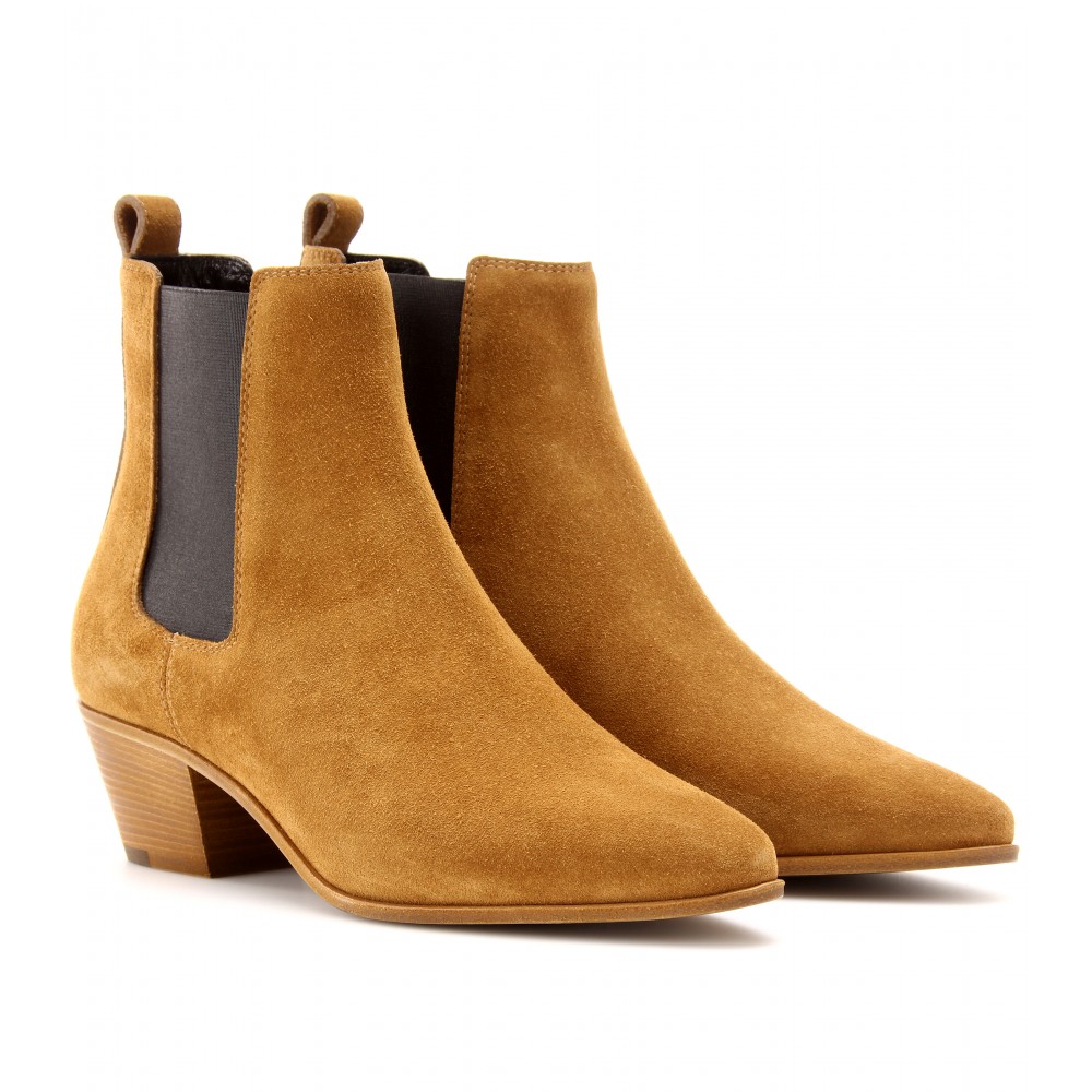 saint laurent tan suede chelsea boots