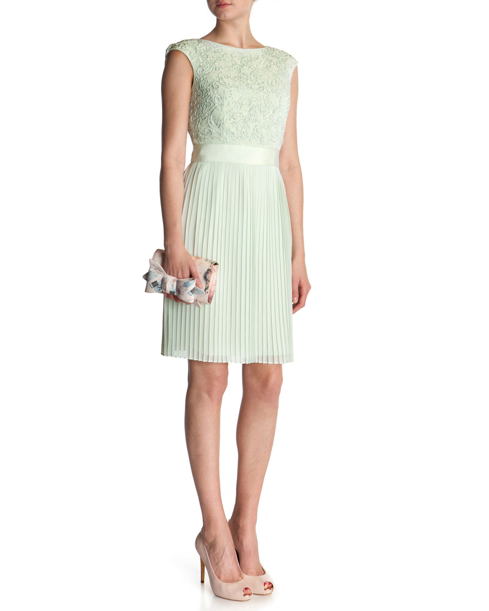 Ted Baker Aliana Lace Detail Button Back Dress In Green Lyst 4703