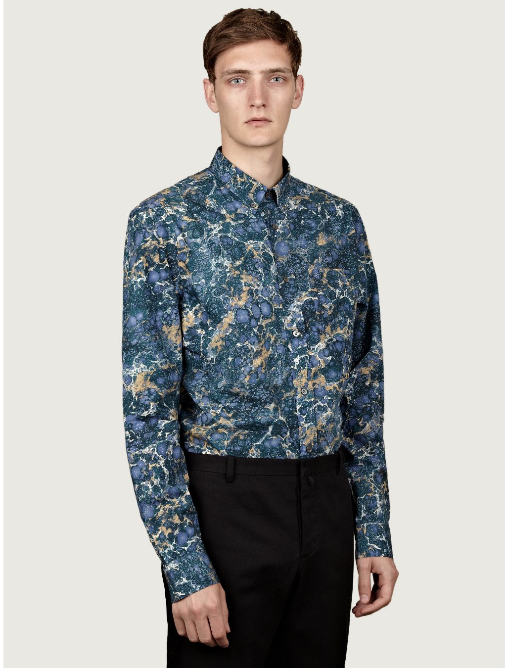 Acne Studios Mens Isherwood Marble Print Shirt in Blue for Men | Lyst