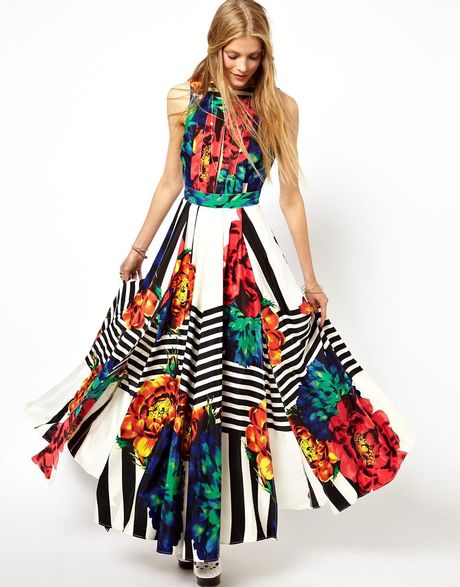 asos stripe sleeveless floral maxi dress in multicolor asos stripe sleeveless floral maxi dress in multicolor