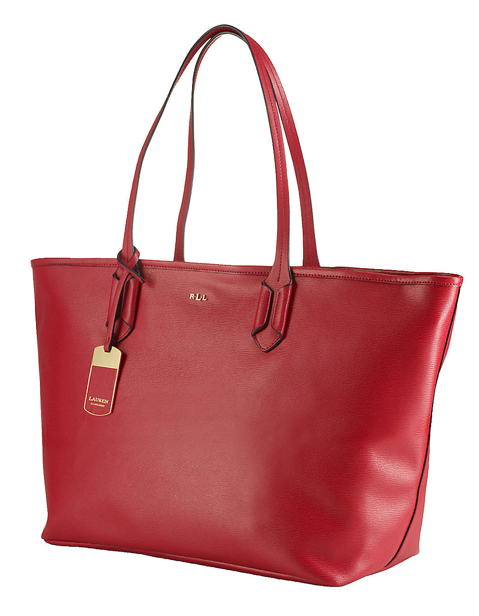Lauren By Ralph Lauren Tate Classic Leather Tote Bag in Red | Lyst