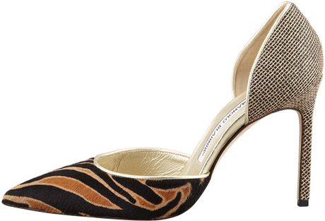 Manolo Blahnik Ditoredo Zebraprint Calf Hair Pump in Brown (ZEBRA) | Lyst