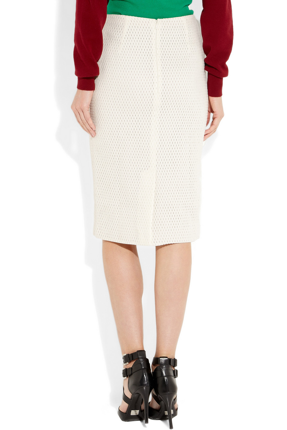 Lyst Tibi JacquardEffect WoolBlend Pencil Skirt in Natural