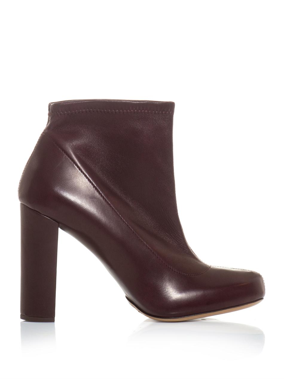 Lyst - Chloé Stretch Leather Ankle Boots in Red