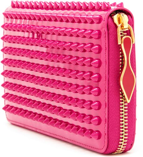 Christian Louboutin Panettone Studded Leather Wallet in Pink (red) | Lyst