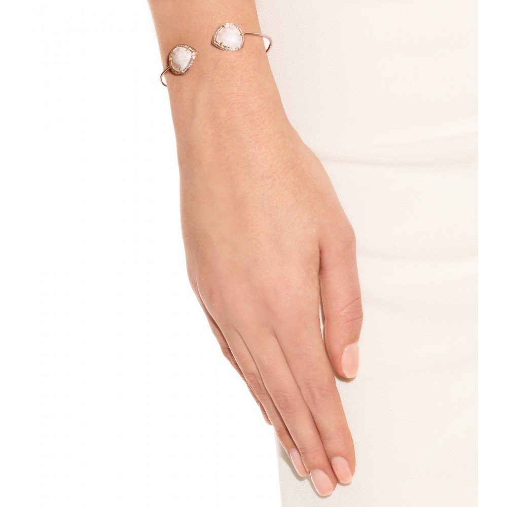 Lyst Jacquie Aiche 14kt Rose Gold Small Teardrop Moonstone Bezel Lyst Jacquie Aiche 14kt Rose Gold Small Teardrop Moonstone Bezel Cuff Bracelet With White Diamonds In Pink