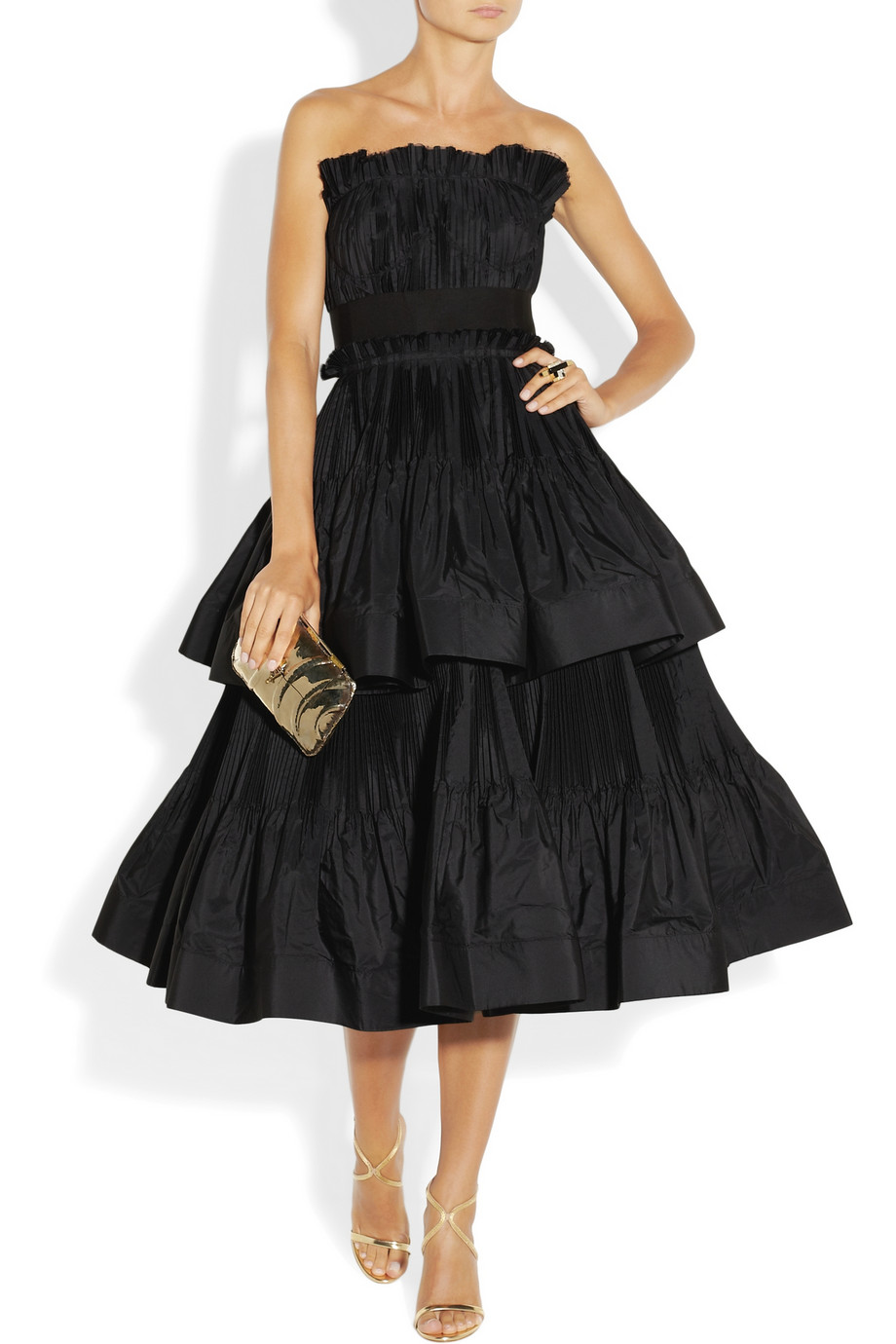 Lanvin Tiered Pleated Taffeta Dress In Purple Lyst 4013