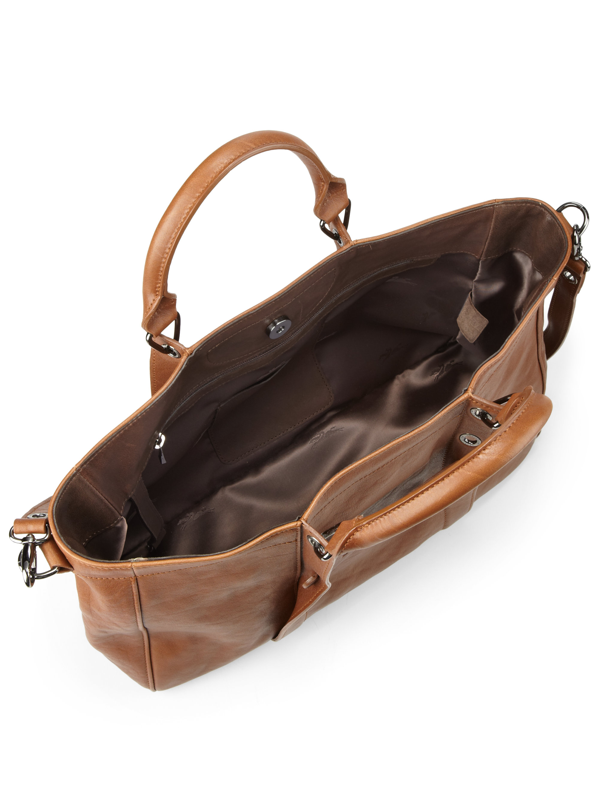 Lyst Longchamp Small Leather Tote Bag In Brown Gallery