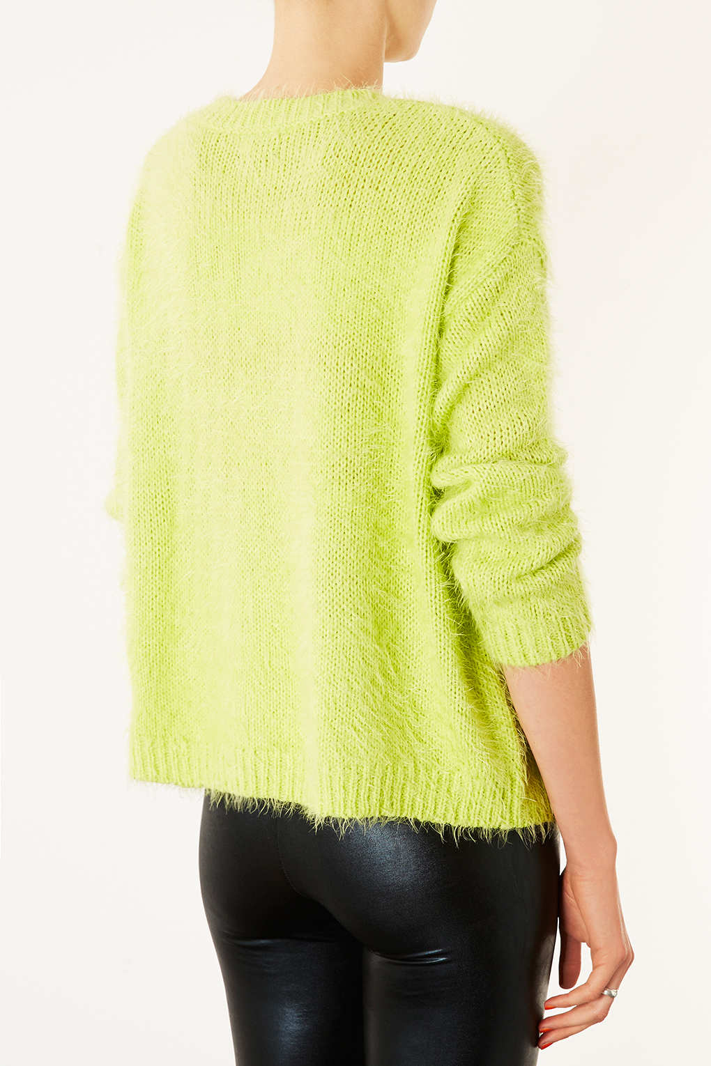 Lyst - Topshop Knitted Fluffy Star Jumper in Green