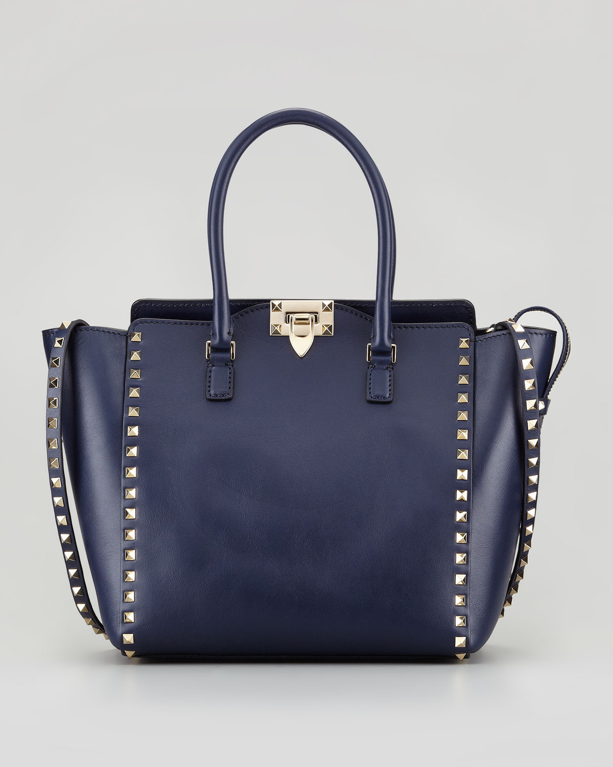 Lyst - Valentino Rockstud Doublehandle Shopper Tote Bag Navy in Blue