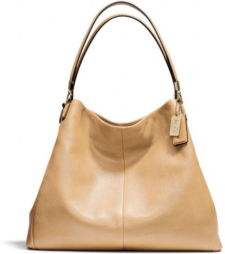 Coach Madison Phoebe Shoulder Bag in Leather in Brown (LIGHT GOLD/CAMEL ...