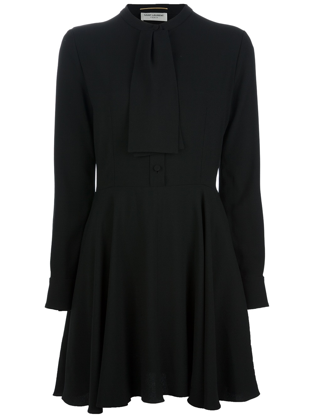 Saint laurent Pussy Bow Blouse Dress in Black | Lyst