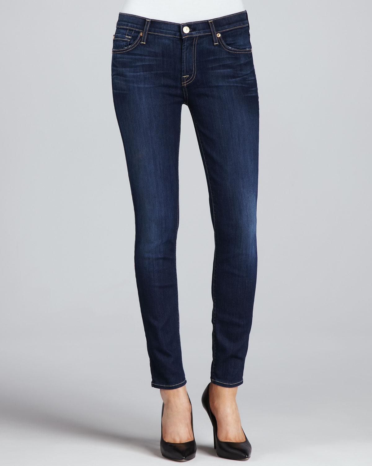 7 For All Mankind The Skinny Cropped Jeans in Blue (denim) | Lyst